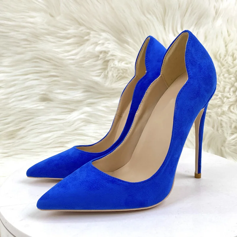 

Elegant blue plus Size 33-45 8cm 10cm 12cm super high stiletto heels pointed toe shallow work party women pumps BM045 ROVICIYA