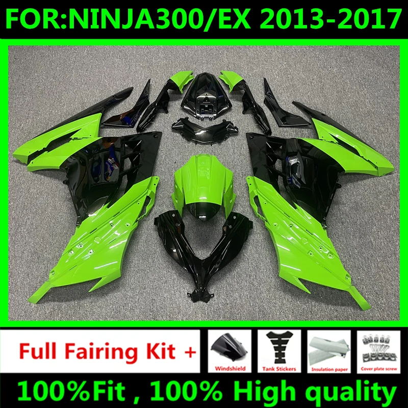 

Новинка ABS комплекты мотоциклетных обтекателей подходит для ninja EX 300 EX300 ZX300R ninja300 2013 2014 2015 2016 2017 комплект обтекателей зеленый черный