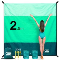 gaivota 2 5m oversized 1 8 person portable beach blanket waterproof sandproof belt automatic inflatable pillow dark green