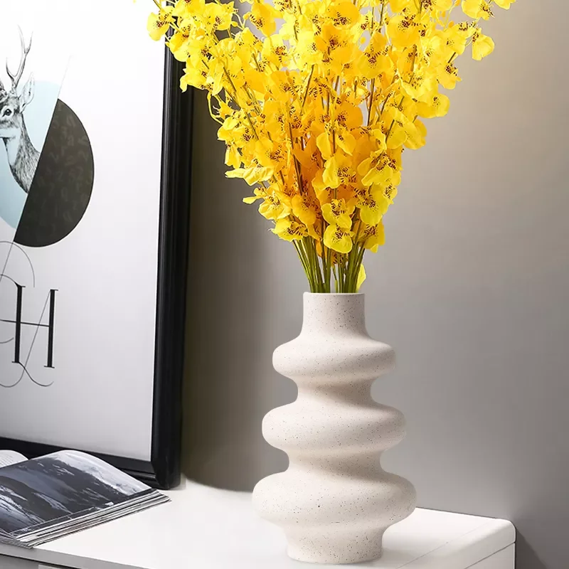 

NEW Nordic Ins Ceramic Polygon Circle Vase Beige Plant Pot Home Decor Arrangement Living Room Office Desktop Hydroponic Ornament