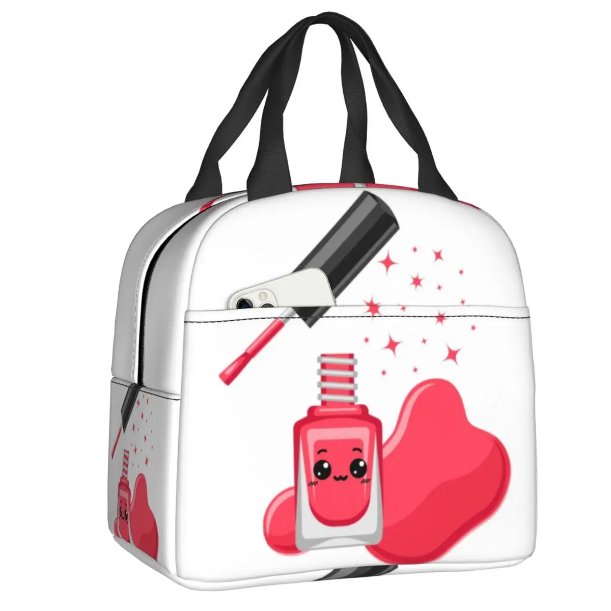 

Kawaii Nail Polish Insulated Lunch Bag for School Office Manicurist Manicure Leakproof Cooler Thermal Bento Box Women Children