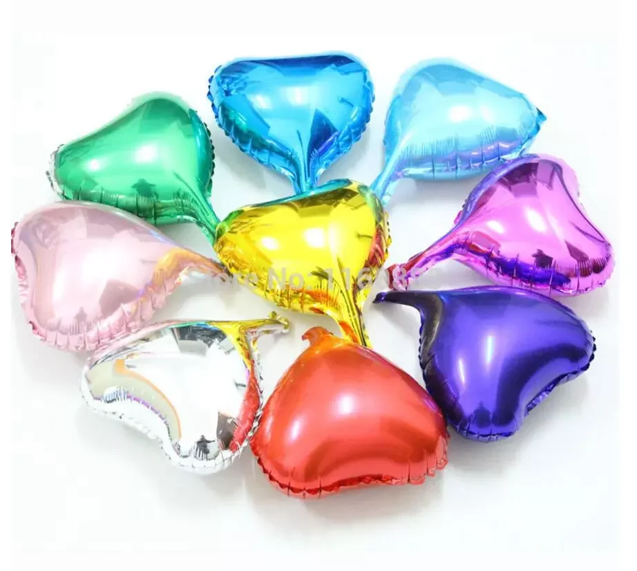 

10inch Colourful Heart Shaped Foil Balloon Wedding Birthday Decor Pure Color Metallic Inflatable Globos Toys