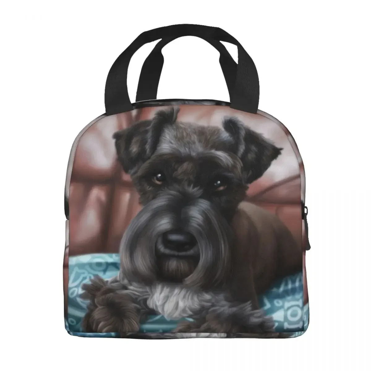 Милые Изолированные сумки для ланча с собакой шнауцера женщин переносной