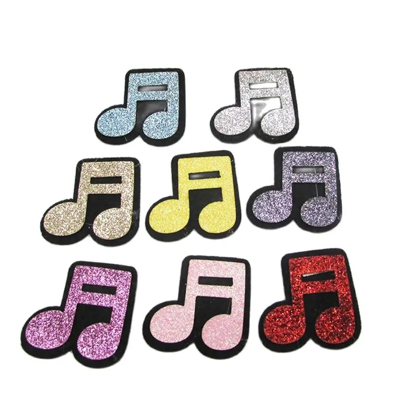 

16 шт./лот 3x3,3 см блестящая/Блестящая музыкальная нота мягкая аппликация «сделай сам» детская заколка для волос ручной работы аксессуары шля...
