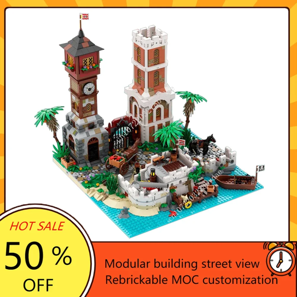 

3000 шт., Детский конструктор MOC Town Gates & Bastion