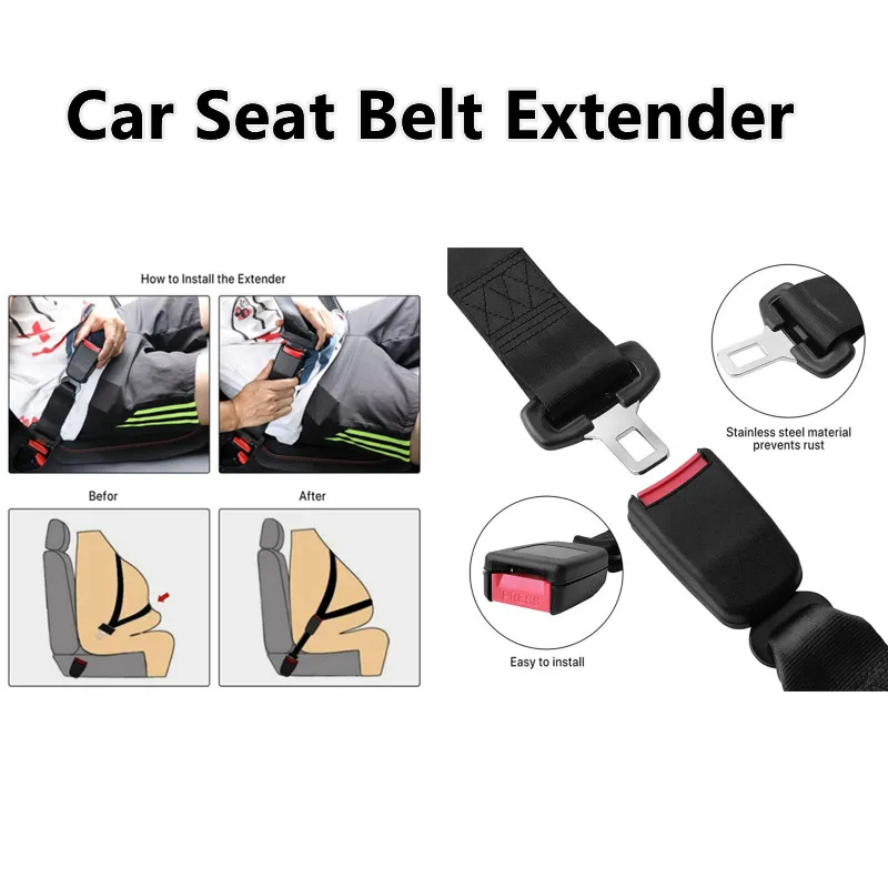 Car Seat Belt Extension 12-36cm Seatbelt Child Seat Extender Buckle Plug For Pregnant Woman Fat People Adjustable Accessories