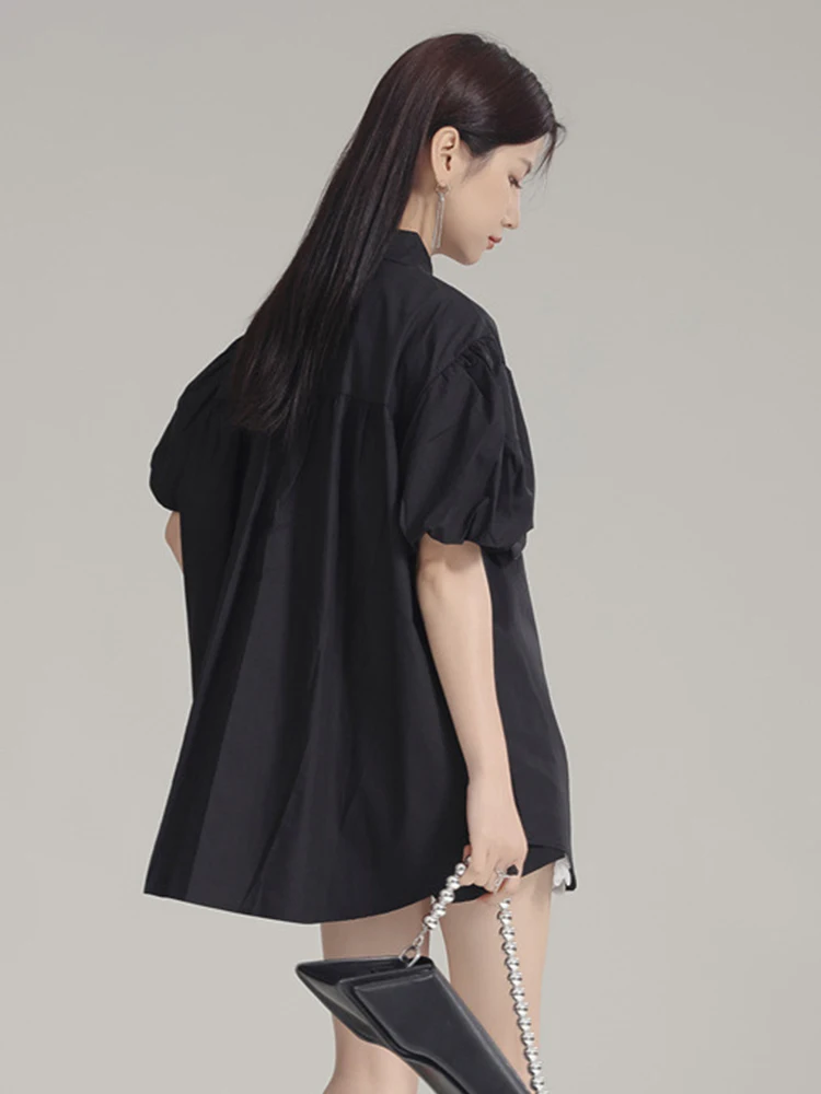 [EAM] Женская белая элегантная блузка с большим бантом большого размера новая