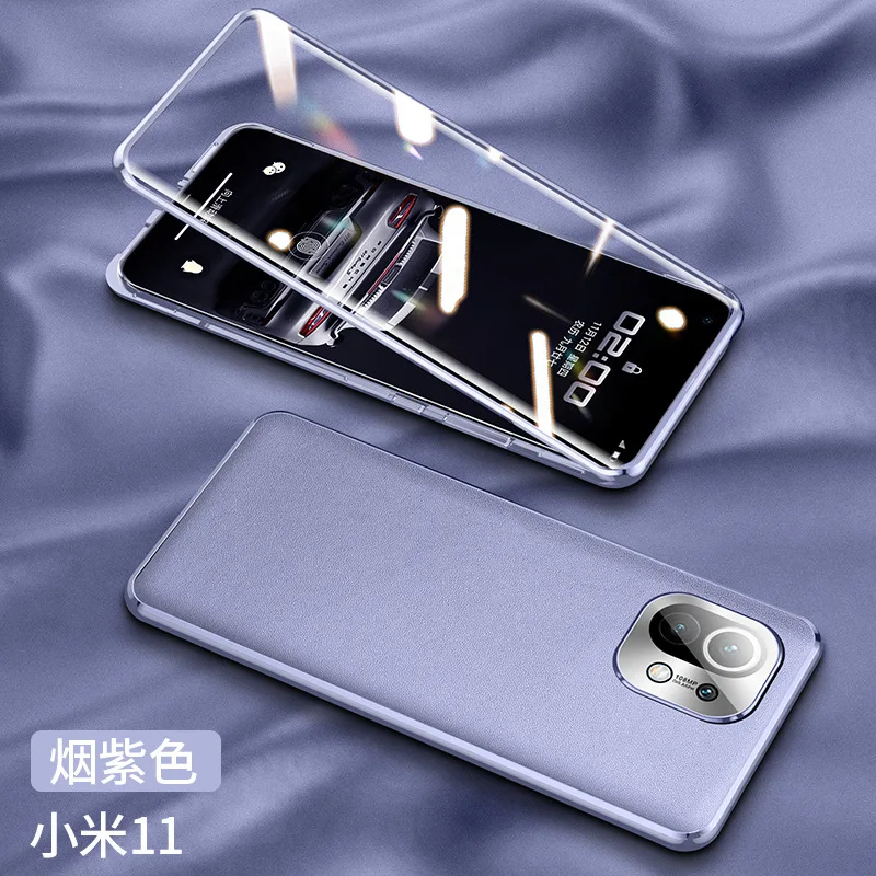 

Case For Xiaomi Mi 11 Ultra Pro Mi11 Tempered Glass+PU Leather+Metal Bumper 3 in 1 Magnetic Shockproof Covers