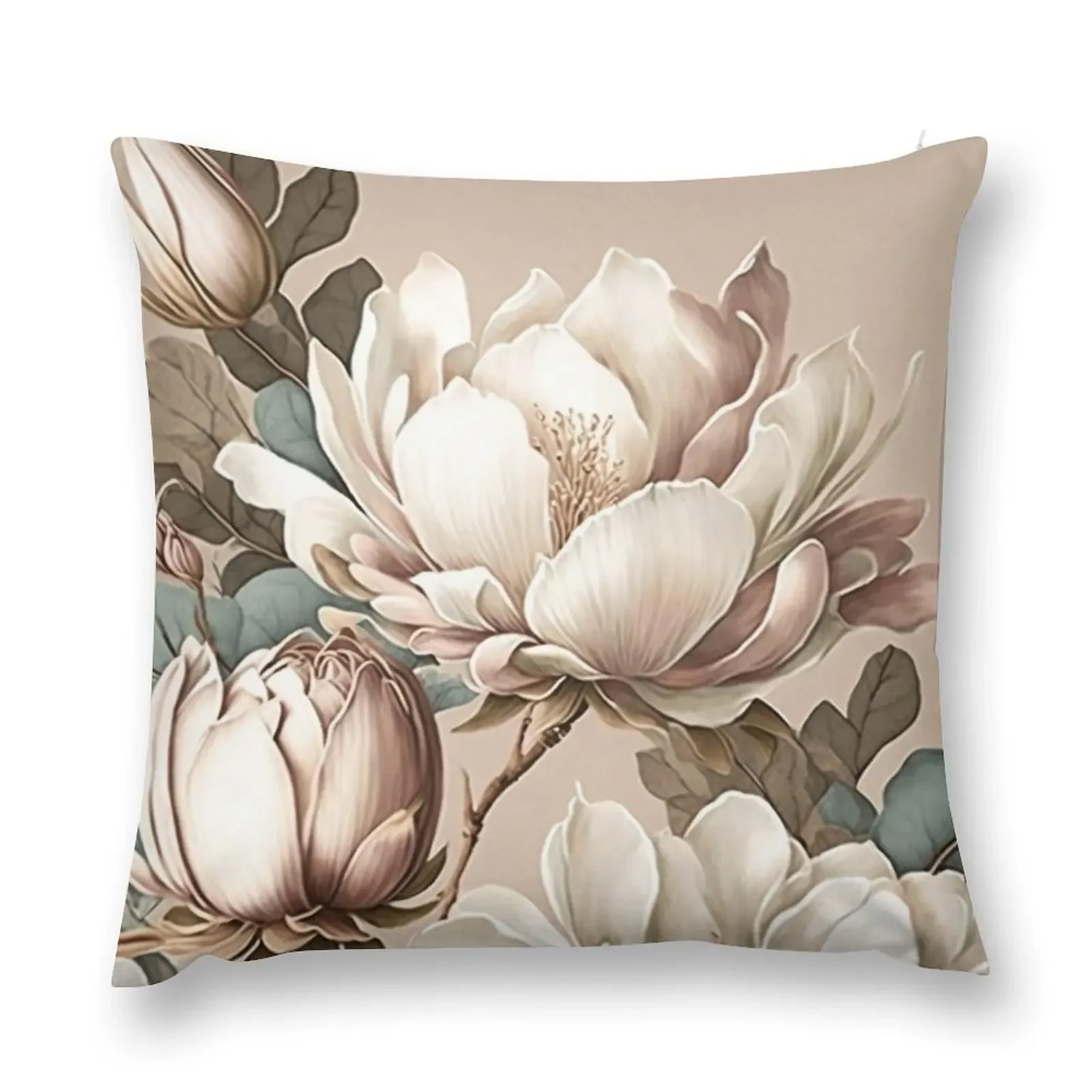 Декоративная подушка с принтом магнолий