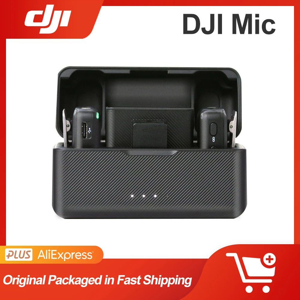 DJI Mic Wireless Microphone Lavalier Transmitter Receiver 250m Transmission range Dual-Channel Recording up to 15 Hours Use Time