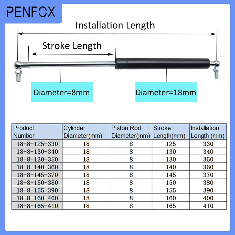 1 шт. 380 мм универсальные стойки автомобильный газовый пружинный амортизатор