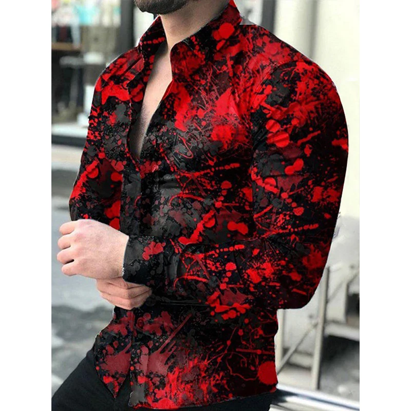 

Рубашка мужская оверсайз с абстрактным принтом, роскошная дизайнерская повседневная кофта с длинным рукавом, уличная одежда, кардиган, блузка