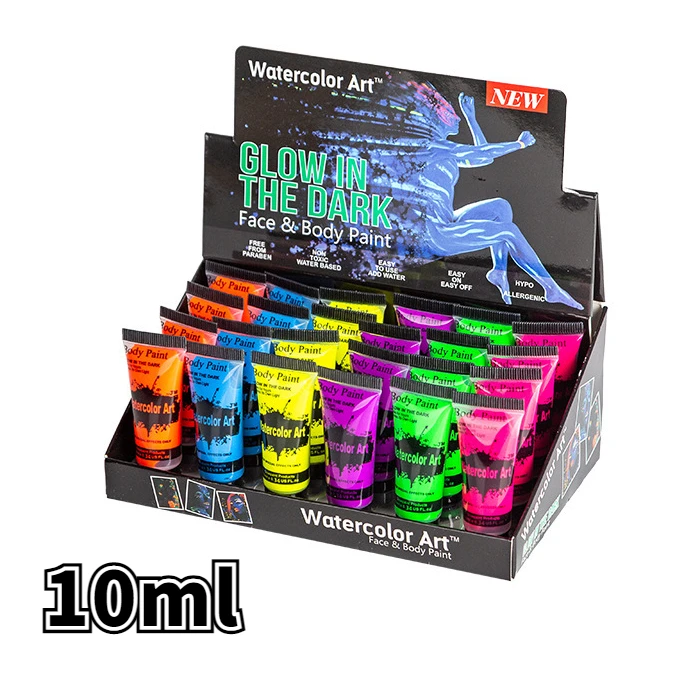 Body painting pigment 8 colors 10ml/ 25ml fluorescent body painting Halloween holiday painting  glow in the dark paint