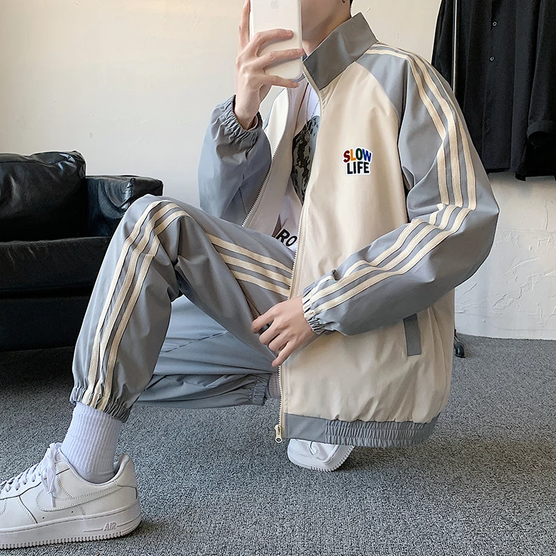 

Stylish Tracksuit Man Oversize 90KG 2021 Korean Version Fashion Junior Middle School Students Casual Sports Suit Spring Clothes