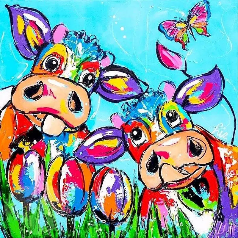 

JIEME Diamond Mosaic Cow Picture of Rhinestones 5D Diamond Painting Animal Needlework Embroidery Handmade Hobby