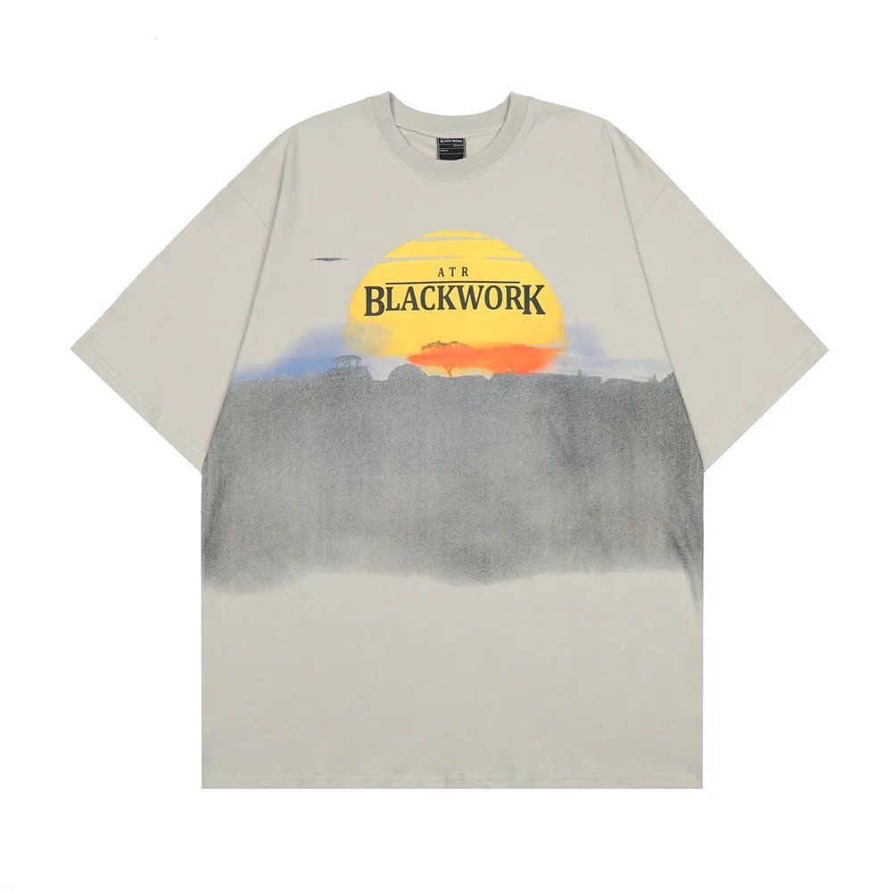 

Футболка мужская с принтом заката, уличная одежда в стиле ретро, топ с коротким рукавом в стиле Харадзюку, топ с градиентом в стиле хип-хоп, л...