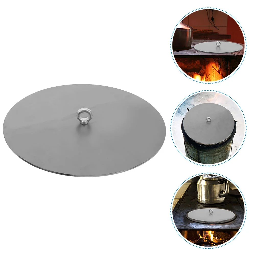 

Home Supply Metal Stove Lid Replacement Cover Universal Gray Bucket Burning Household Furnace Iron For Travel