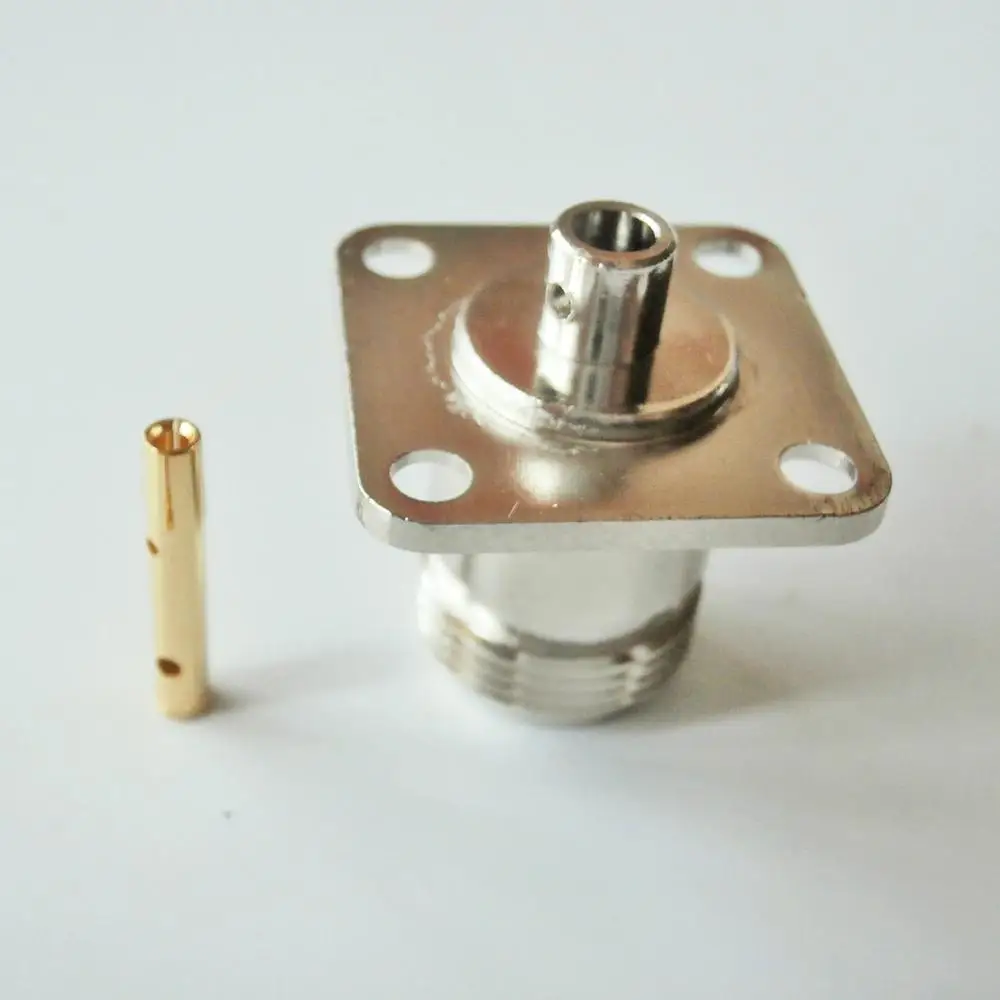 

1Pcs Connector Socket N Female Solder semi-rigid RG402 0.141" Cable with 4 Hole Flange Panel Mount Brass RF Adapter