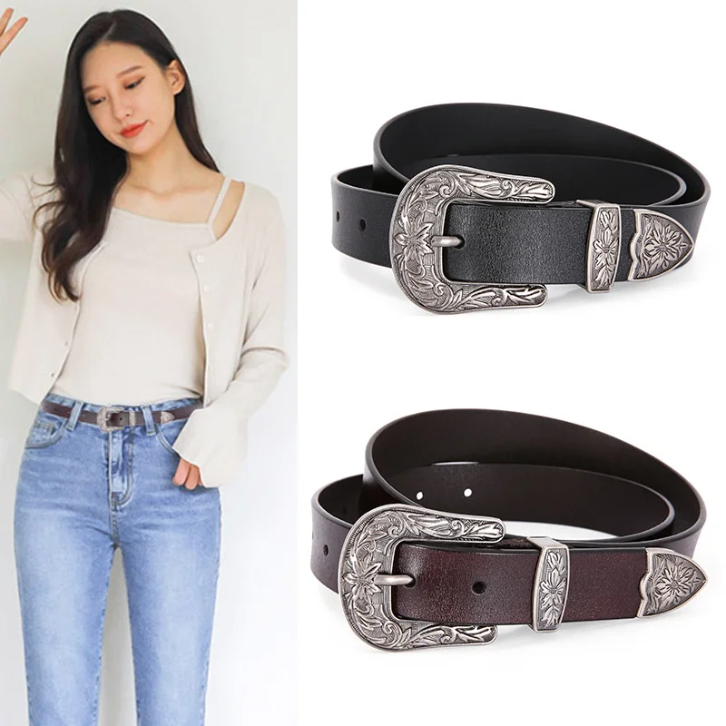 

Простой модный декоративный ремень из натуральной коровьей кожи для женщин