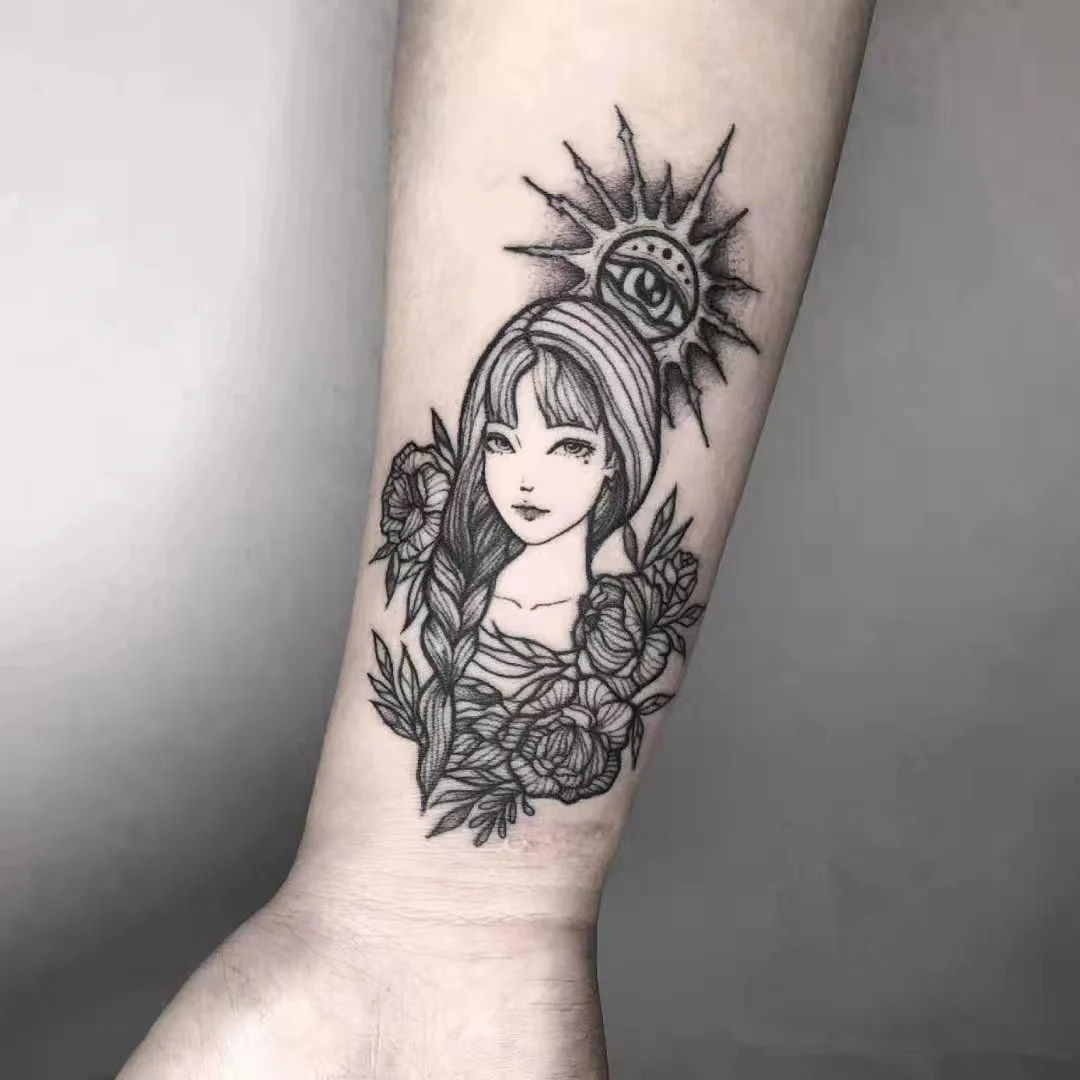 

Sdotter 1PC Sun Beauty Girl Temporari Tattoo Sticker Waterproof Men Women Fake Tattos Goddess Party Decals Lady Girls Tatoos