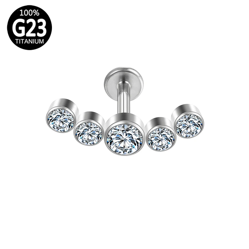 

Piercings septum Titanium Lip Bars Crystal Studs Labret Bars Charming Tragus Zircon Helix Cartilage Sexy clicker Body Jewelry