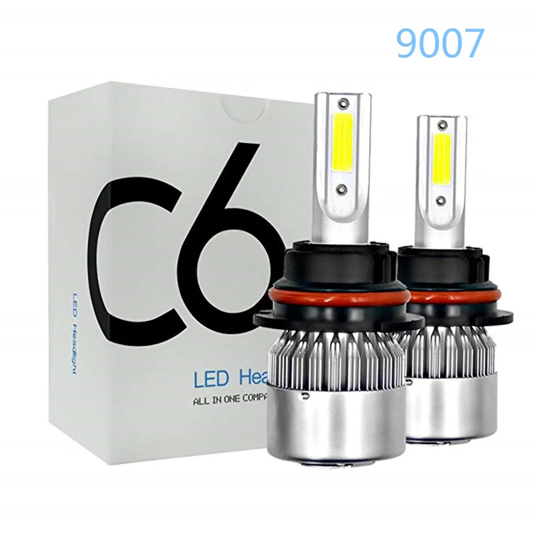 2Pcs 9007 LED Car Headlights Lights Bulbs H27 880 H3 881 9004 H4 H1 H8 H9 H11 9006 9005 H7 Auto Lamp 72W COB 6000K 6500K 12V 24V