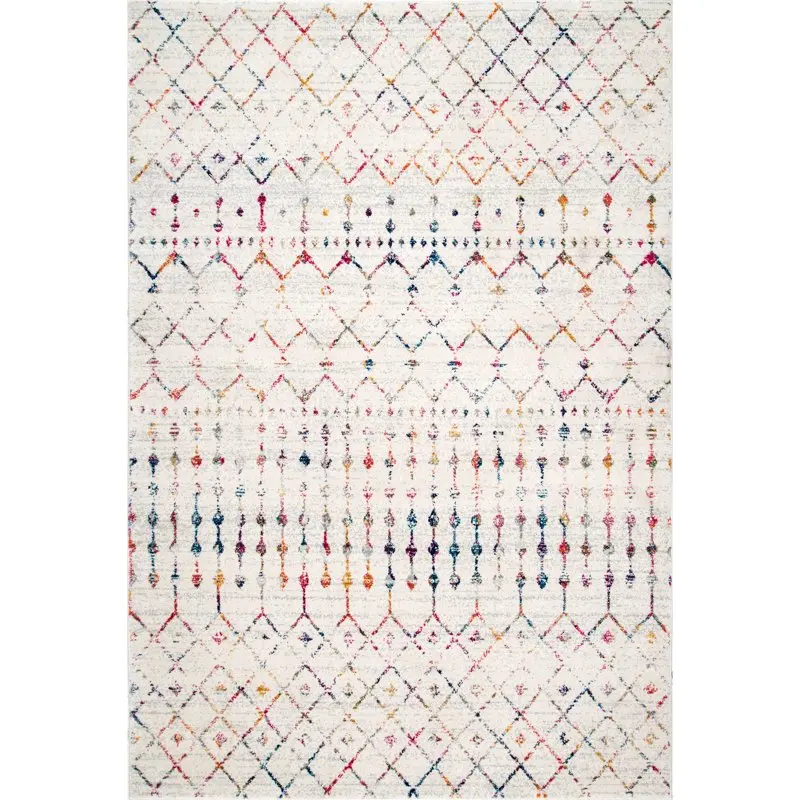 

3ft Multi Color Light Moroccan Blythe Accent Area Rug - Enchanting and Vibrant Mirrored Patterns - Ideal for Home Decor.
