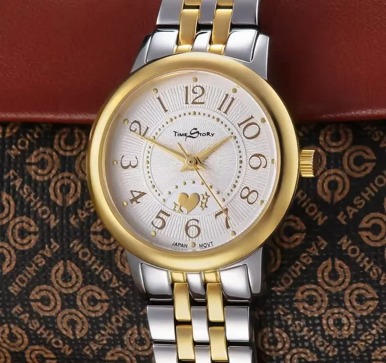

Watch fashion counterclockwise lovers 316L gold watch