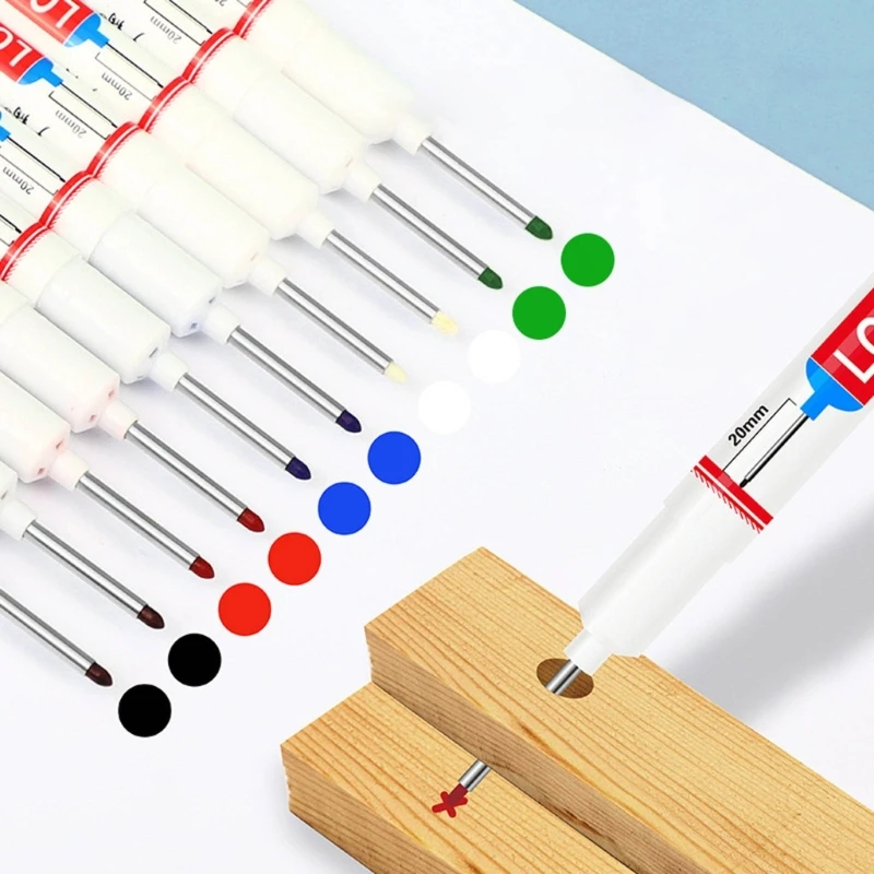 

12 Pieces Oil-based Marker Pen 20mm Deep Hole Marker Pen Long Nose Marker Quick-drying Carpenter Marker Oil-based Marker