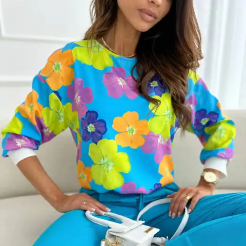 Women Blouse 2023 Spring Elegant Womens Tops New Floral Women Clothing Long Sleeve Shirts for Women OL Vintage Blouses T-shirts