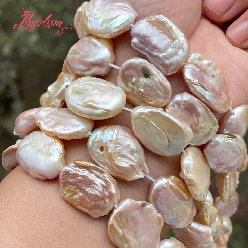 13x18-15x20mm Oval Pink Purple White Natural Freshwater Pearl Spacer Loose Beads for DIY Accessories Necklace Jewelry Making 15