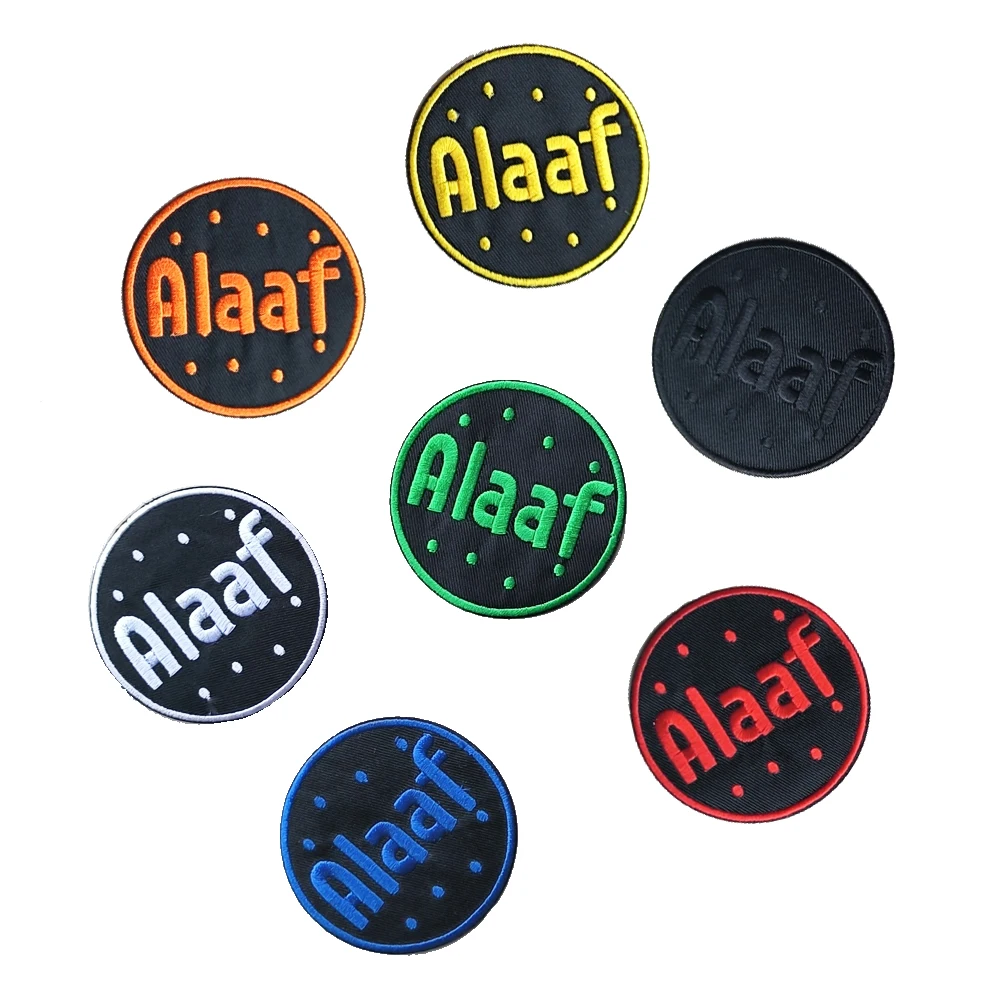 

Нашивки карнавальные Красные Белые желтые черные круглые, эмблема Alaaf для одежды, вышитая утюгом аппликация для шитья, нашивка с одеколоном, значок