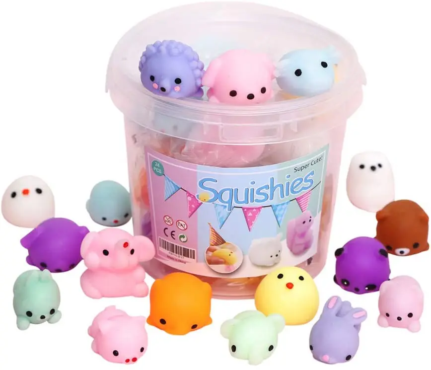 Squishies Squishy Toy 24pcs Party Favors for Kids Squishy Toy moji Kids Kawaii squishies Stress Reliever Anxiety Toys Easter Toy
