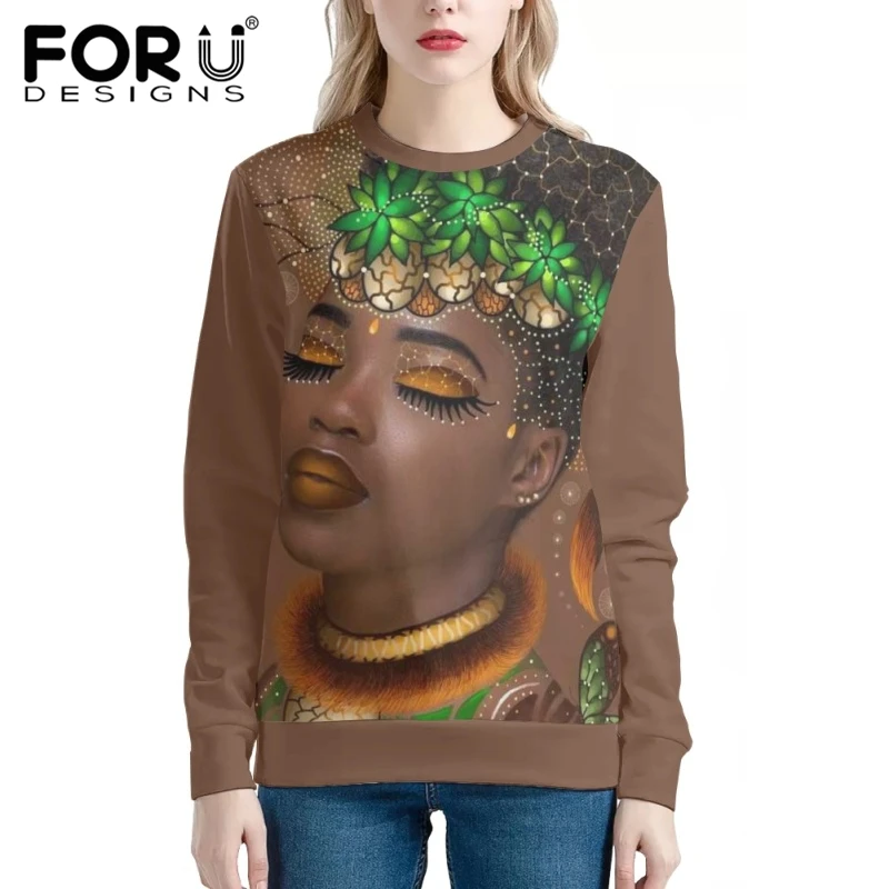 

FORUDESIGNS Spring Autumn Women's Hoodies Cute Pretty African Girls Print Female Pullovers Hoody Long Sleeve Sweatshirt 2022