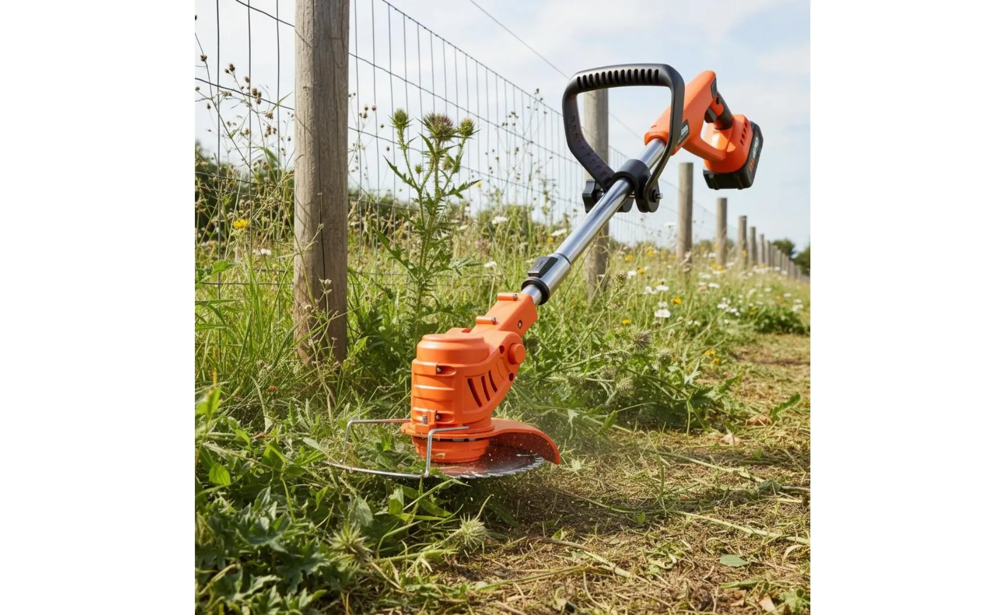 Cordless Electric Grass Trimmer Adjustable Shaft Battery-Powered Vegetation Wacker Electric Brush Cutter Extendable Length