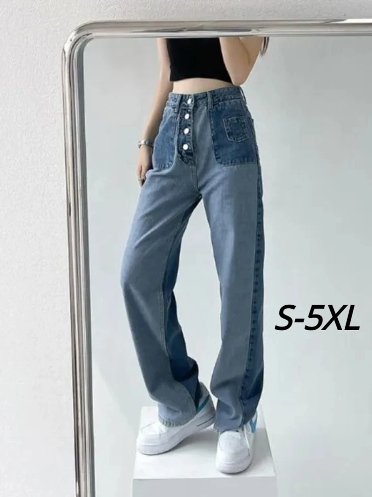 

Женские винтажные шикарные летние универсальные джинсы в стиле High Street Новинка стильные подростковые джинсовые брюки с широкими штанинами в Корейском стиле для колледжа
