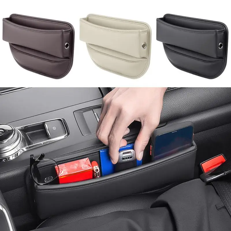 

Car Seat Storage Box PU Leather Automobile Seat Gap Organizer Automotive Console Side Storage Box Auto Gap Filler Accessories