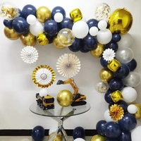 102pcsset starry navy blue balloon chain arch garland birthday party wall hanging paper fans wedding baby shower decorations