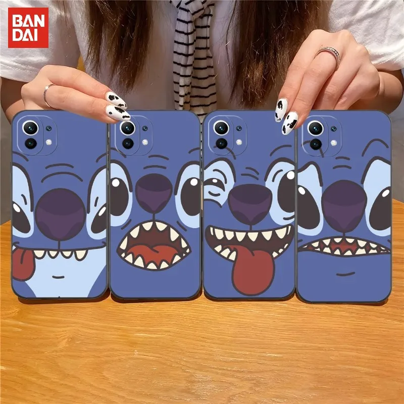 

BANDAI Stitch Phone Case Black Silicone For Iphone 13 Pro Max 11 12 Xr X Xs Mini For 6 6s 7 8 Plus Funda Shell Cover
