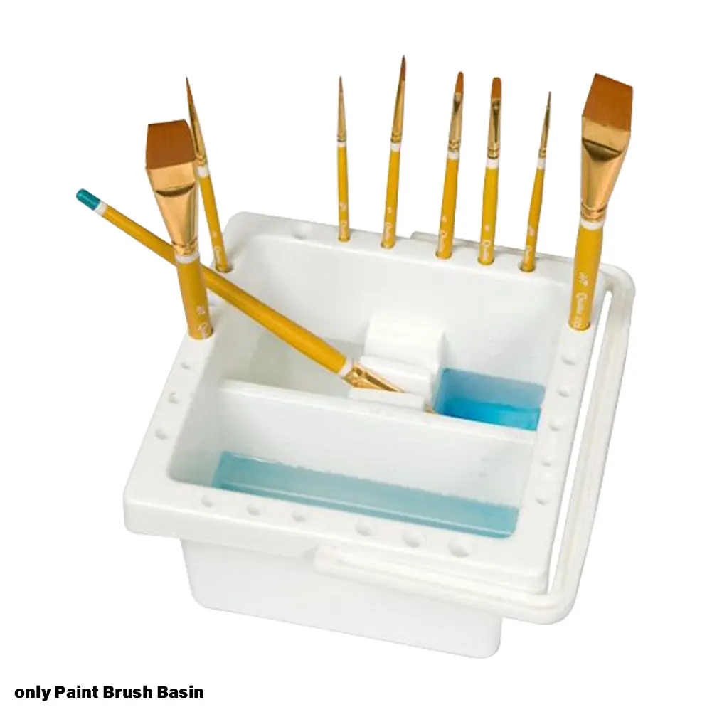 

Paint Brush Basin Stationery Watercolors Painting Handheld Portable Cleaning Bucket 24 Holes Easy Clean Practical With Lid