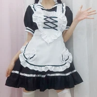 lolita dress japanese secondary yuan black and white cafe work uniform sexy maid outfit european clothing sailor kawaii dress