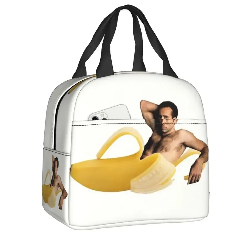 

Nicolas Cage In A Banana Insulated Lunch Tote Bag for Women Funny Meme Portable Thermal Cooler Bento Box Kids School Children