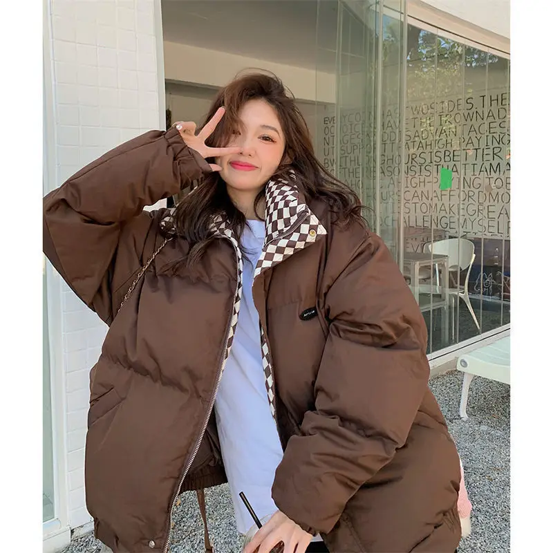 Winter Warm Thickened Bread Clothes Elegant Collar Jackets Women Casual Elegant  Loose Street Fashion Design Padded Cotton Coat