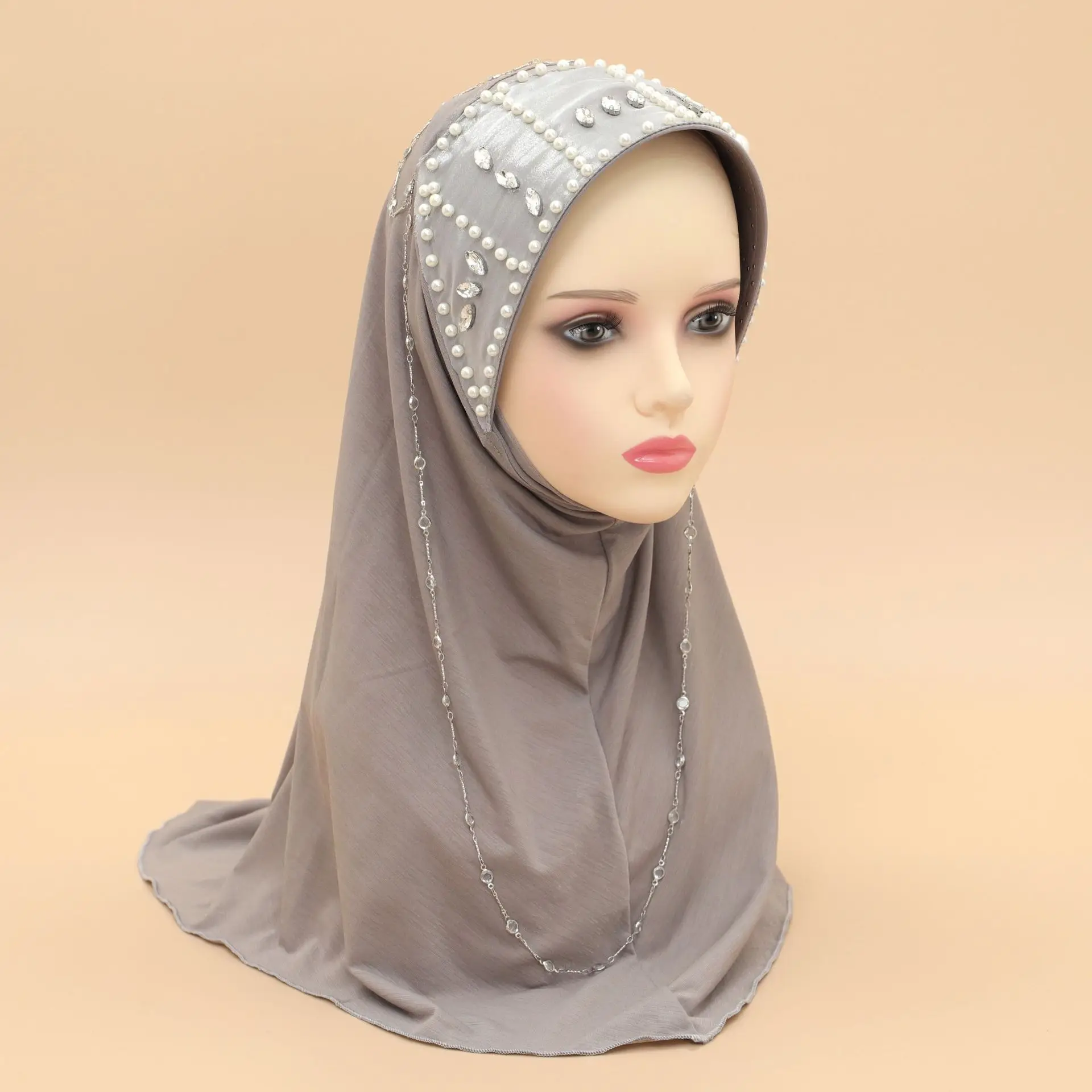 Мусульманский хиджаб с бриллиантами хиджабы из бисера арабские женщины готовый