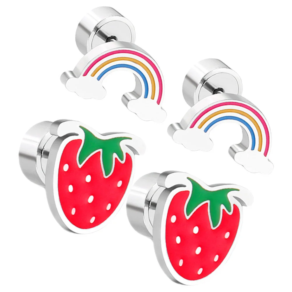 

2 Pairs Earring Earrings Women Hypoallergenic Kids Sensitive Rainbow Girls Ages 18 Alloy Miss Hoop