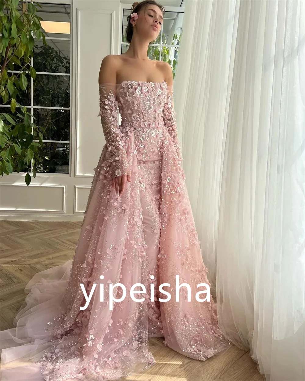 Индивидуальное слотное элегантное бальное платье с открытыми плечами вечернее