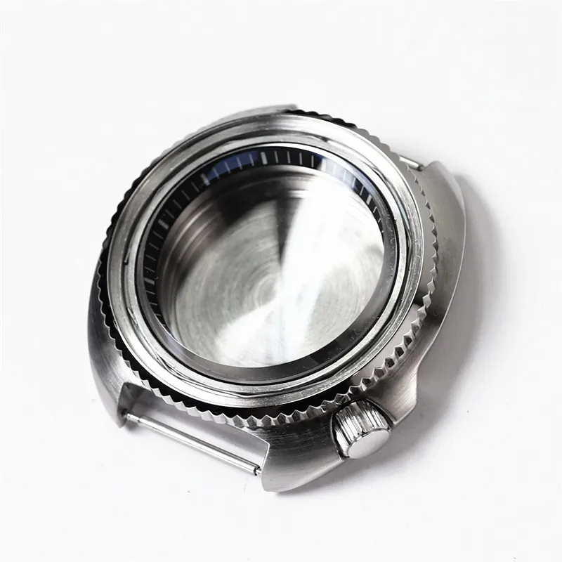 43mm Turtle Steel Sapphire Crystal Case With Ceramic Bezel Insert Waterproof For Seiko Nh35 Nh36 Movement 28.5mm Dial Watch Mod