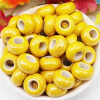 10pcs yellow color diy porcelain beads ceramic beads murano charms european spacer beads rondelle beads for diy jewelry craft