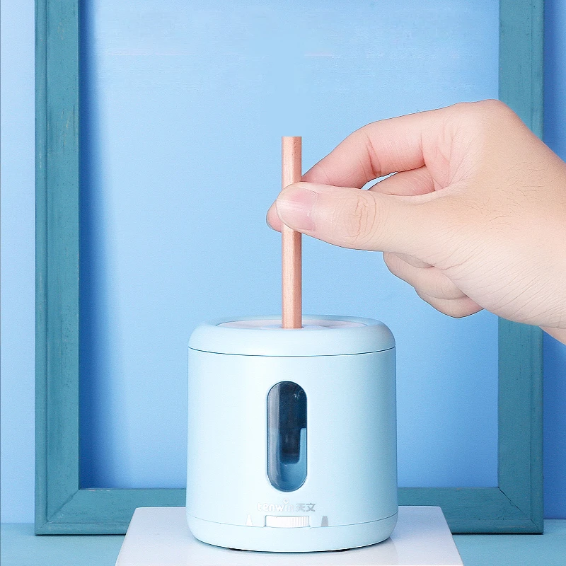 Astronomical Tenwin Electric Pencil Sharpener Dual Electric Creative Cylinder Small Portable Pencil Sharpener Stationery School