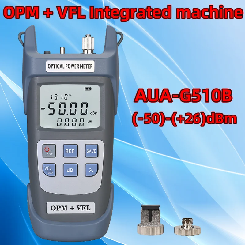 AUA-G510B Optical Power Meter+ Visual Fault Locator FTTH Optical Fiber Cable Tester(-50~+26dBm) OPM+VFL(1/10/15/20/30/50mw)